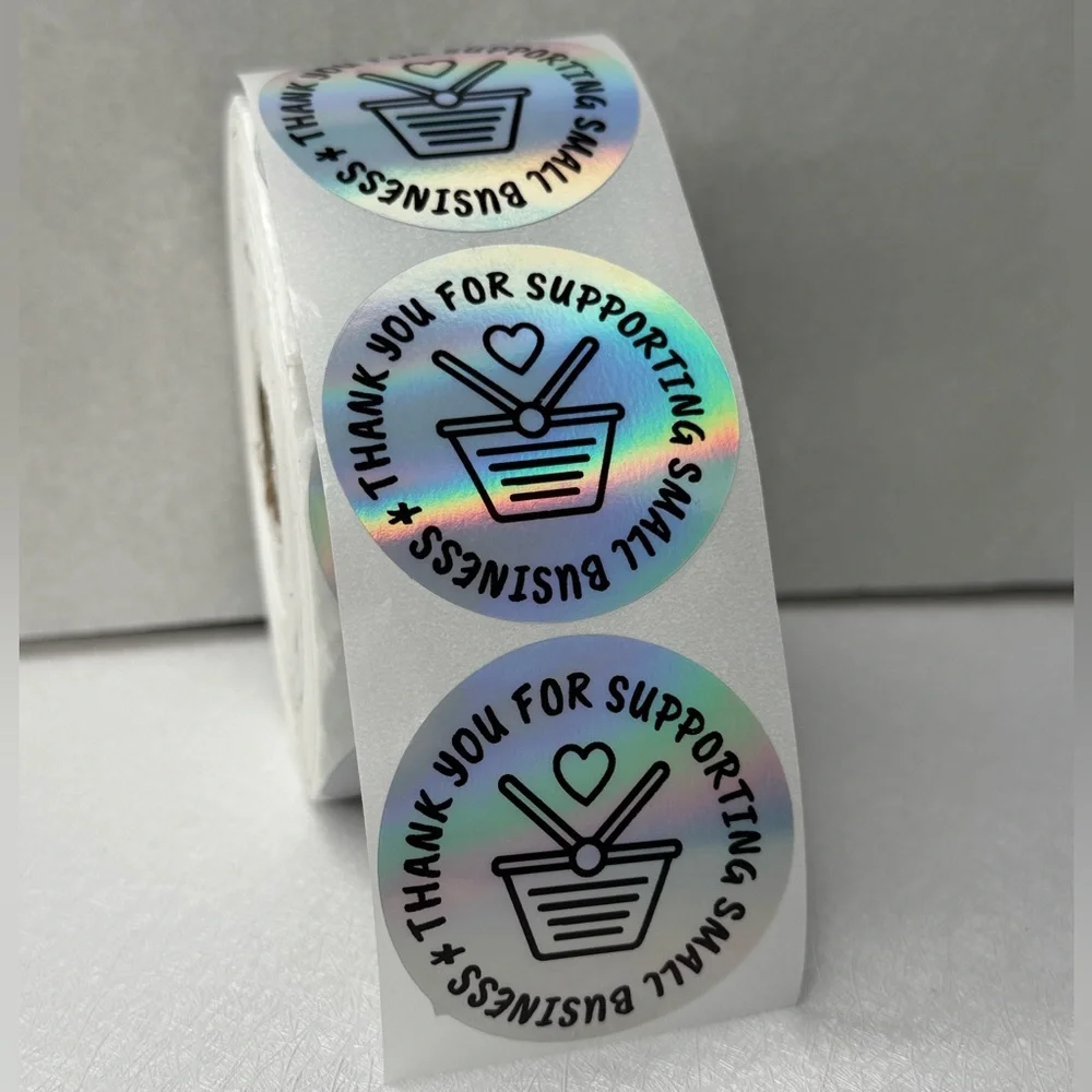 100pcs Thank You Stickers Holographic Small Business Labels 2”